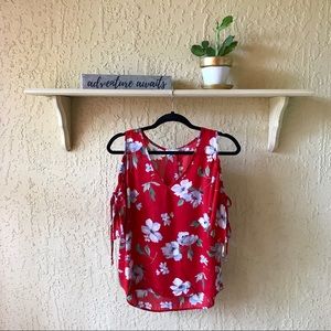 SIENNA SKY Red Floral Cold Shoulder Blouse